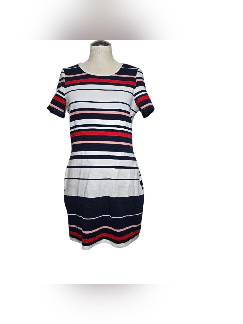 Ethereal by Paper Crane Nautical Striped Dress M White Blue Red